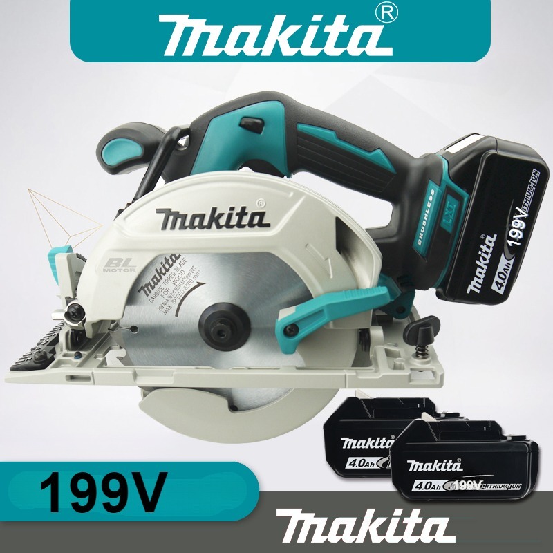 Makita เลื่อยวงเดือน 7 นิ้ว 199V เลื่อยวงเดือนแบตไร้สาย แบต 2ก้อน พร้อมอุปกรณ์ รุ่นสีฟ้า Electric circular saw 2 batteri