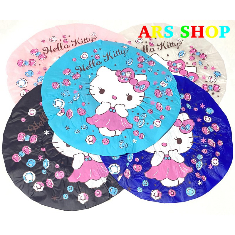 หมวกอาบน้ำ หมวกคลุมผมอาบน้ำ💧💦 ลายคิตตี้เพชร💎