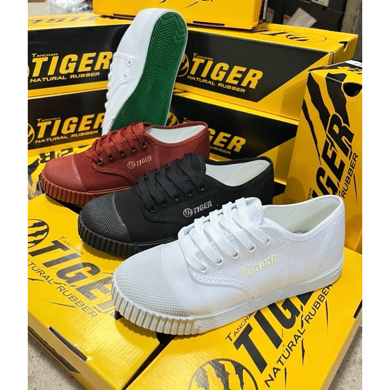 💦พร้อมส่ง💦 Tiger ไทเกอร์ รองเท้าผ้าใบนักเรียน ไซส์ 28-45 รุ่น T205 พื้นสีเขียว รองเท้านักเรียน พละ ผ้าใบ