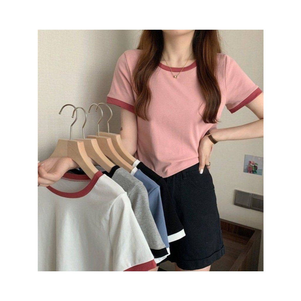 Magma Shop เสื้อยืดคอกลม เสื้อยืดสีพื้น เสื้อครอปแขนสั้น พร้อมส่งในไทย