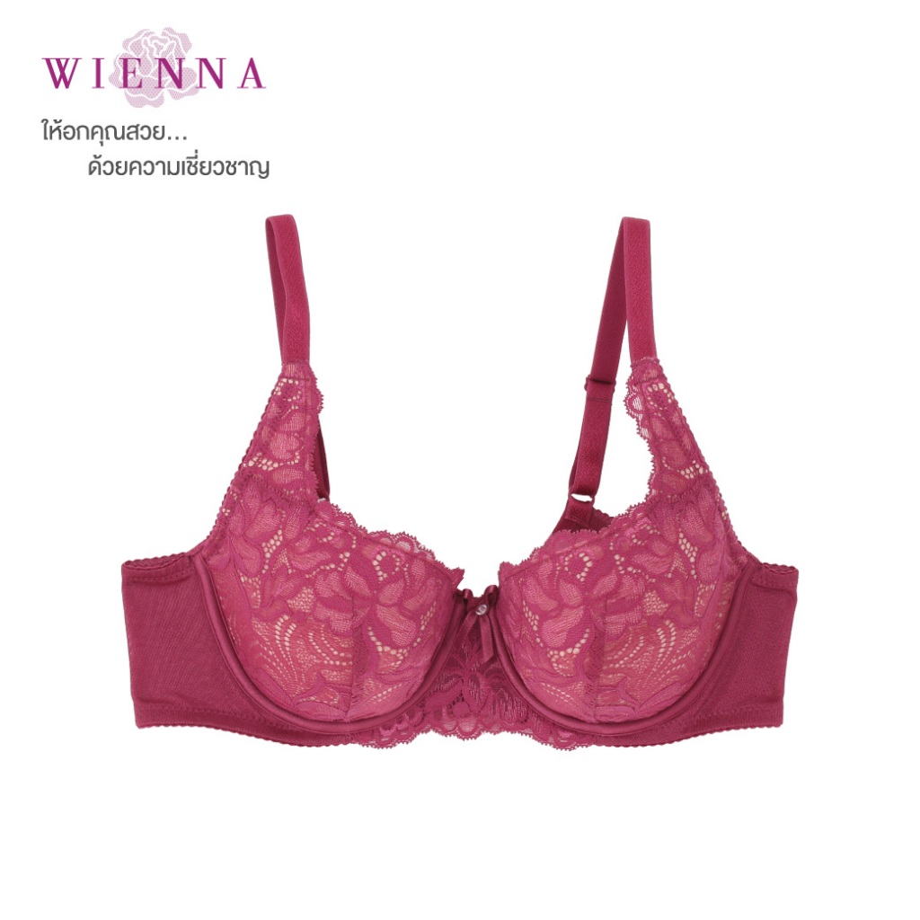 WIENNA เสื้อชั้นใน CLASSY LACE DB43416 Beauty 5 Cup ชุดชั้นใน เต้าซับบาง I-QUILT สีเนื้อ ดำ แดง Tulip