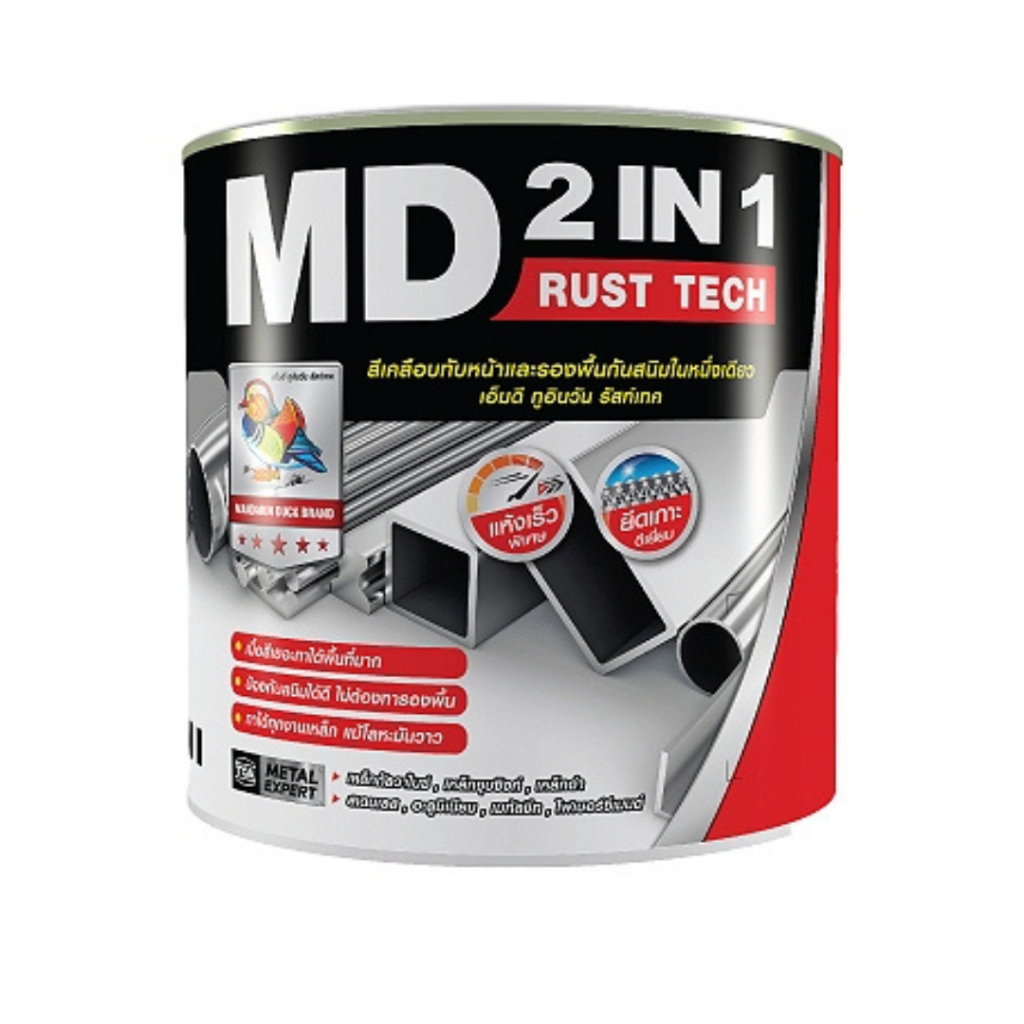 TOA MD 2in1 Rust tech Gloss สีกันสนิม ทีโอเอเป็ดหงส์ 2อิน1 รัสท์เทค ชนิดเงา และ ชนิดด้าน (กล.)