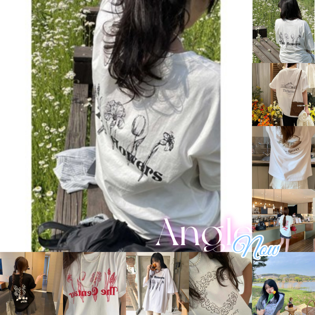 （จัดส่งตลอด 24 ชั่วโมง）OOOK Officialเสื้อยืดสีขาวผู้หญิง แขนสั้น คอกลม น่ารัก