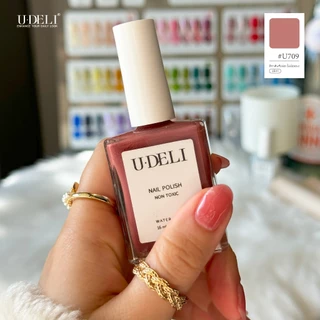 สีทาเล็บกึ่งเจล(ไม่อบ) U-DELI Pinky Jelly U-709 Vegan Nail-polish สีชมพูสุขภาพดี ชมพูโทนธรรมชาติ