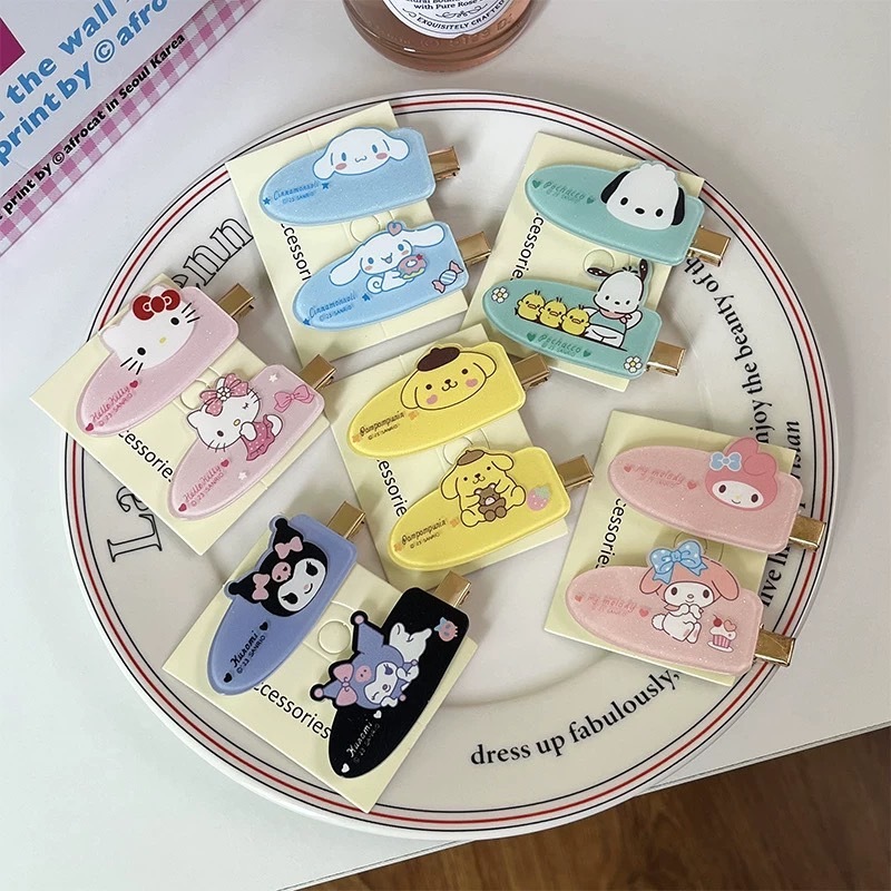 พร้อมส่ง!🇹🇭 ราคา/คู่ กิ๊บหนีบผม Sario สไตล์เกาหลี หลากสีแบบมีลวดลาย ผมไม่หักไม่งอ ไม่กินผม เกรดพรีเมียม เนื้องานคุณภาพดี