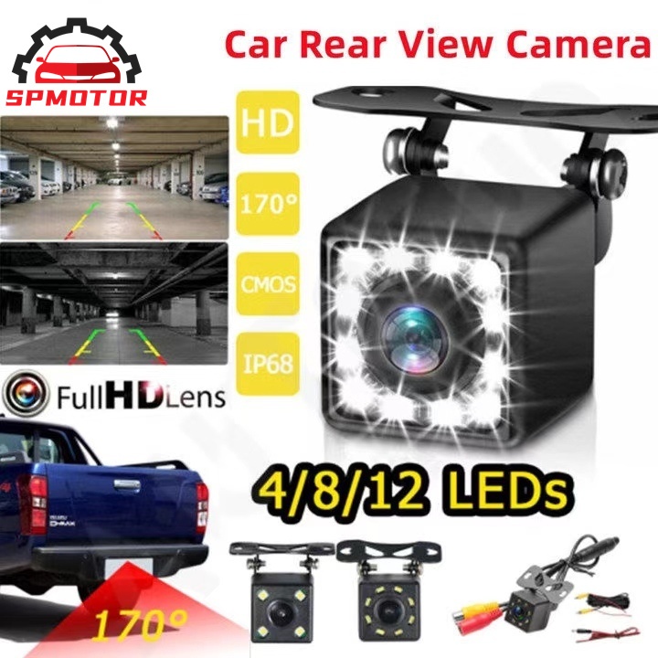 12 Led HD รถกล้องมองหลัง 170 °กล้องรถยนต์ที่จอดรถอัตโนมัติกล้องมองภาพกลางคืน