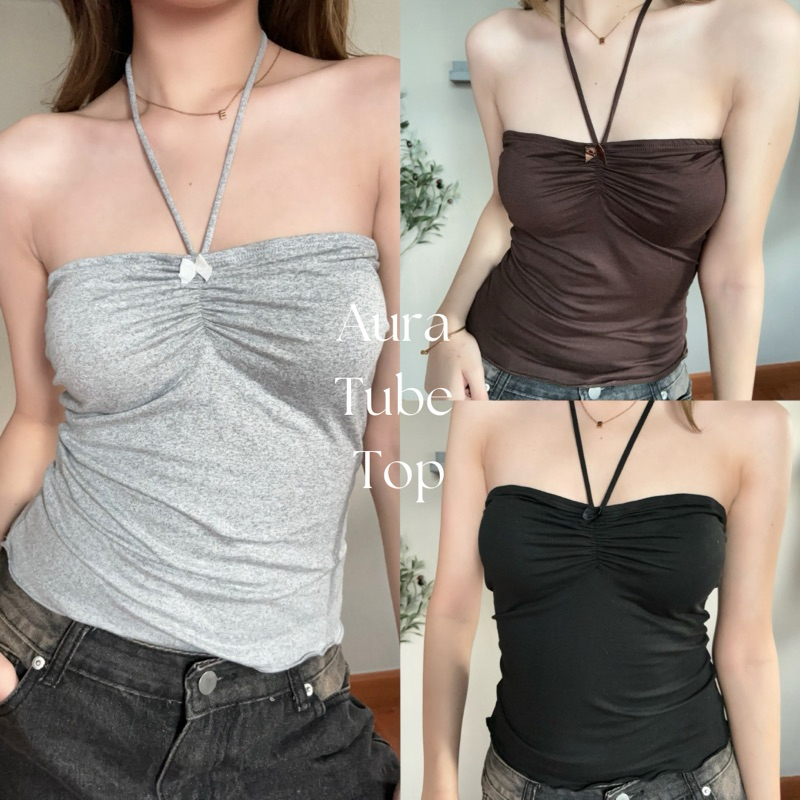 Mygirlies - Aura Tube Top ดีเทลแต่งโบว์ ผูกเชือกได้2แบบ