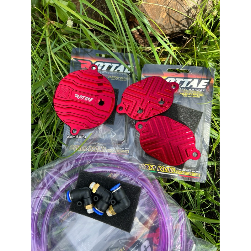 ชุดฝาครอบวาล์วWAVE-125 สีเเดงCNC ROTTAE  (ฝาสูบ 4 วาล์ว)