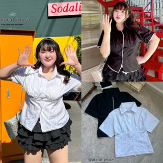 ✅เข้าเพิ่ม(WR) เสื้อเชิ้ต แต่งลูกไม้รอบตัว น่ารักมาก ใส่เที่…