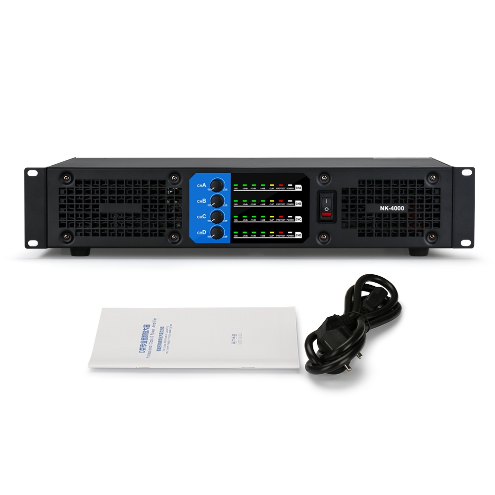 NEW BAXS 【COD】NK2000/NK4000 เครื่องขยายเสียง 500W 2/4 ช่อง พร้อมไฟ LED สำหรับคาราโอเกะและปาร์ตี้ที่บ