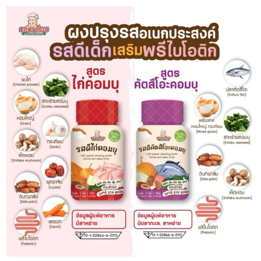 [ไลฟ์เที่ยง ลด50%] Klomkloam ผงรสดีเด็ก ผงปรุงรสเอนกประสงค์ เครื่องปรุงเด็ก ก่่อนขวบ สำหรับเด็ก 6 เดือนขึ้นไป กลมกล่อม