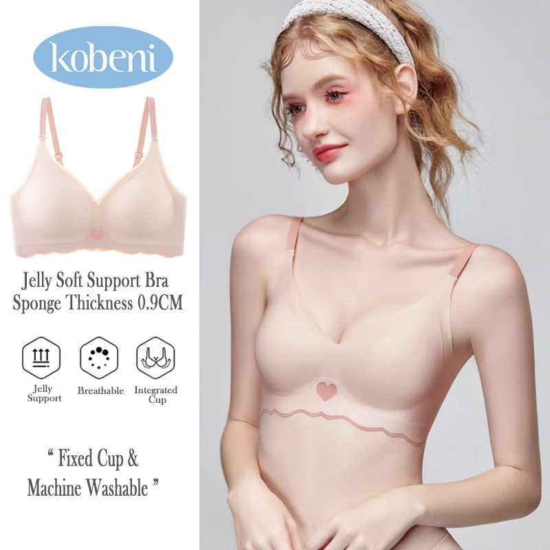 ⭐KOBENI⭐เจลลี่บรา เสื้อชั้นใน ไร้รอยต่อ สีทูโทนลายหัวใจ น่ารัก ไม่มีขอบ สวมใส่สบาย เซ็กซี่ ถอดได้ ดันทรง