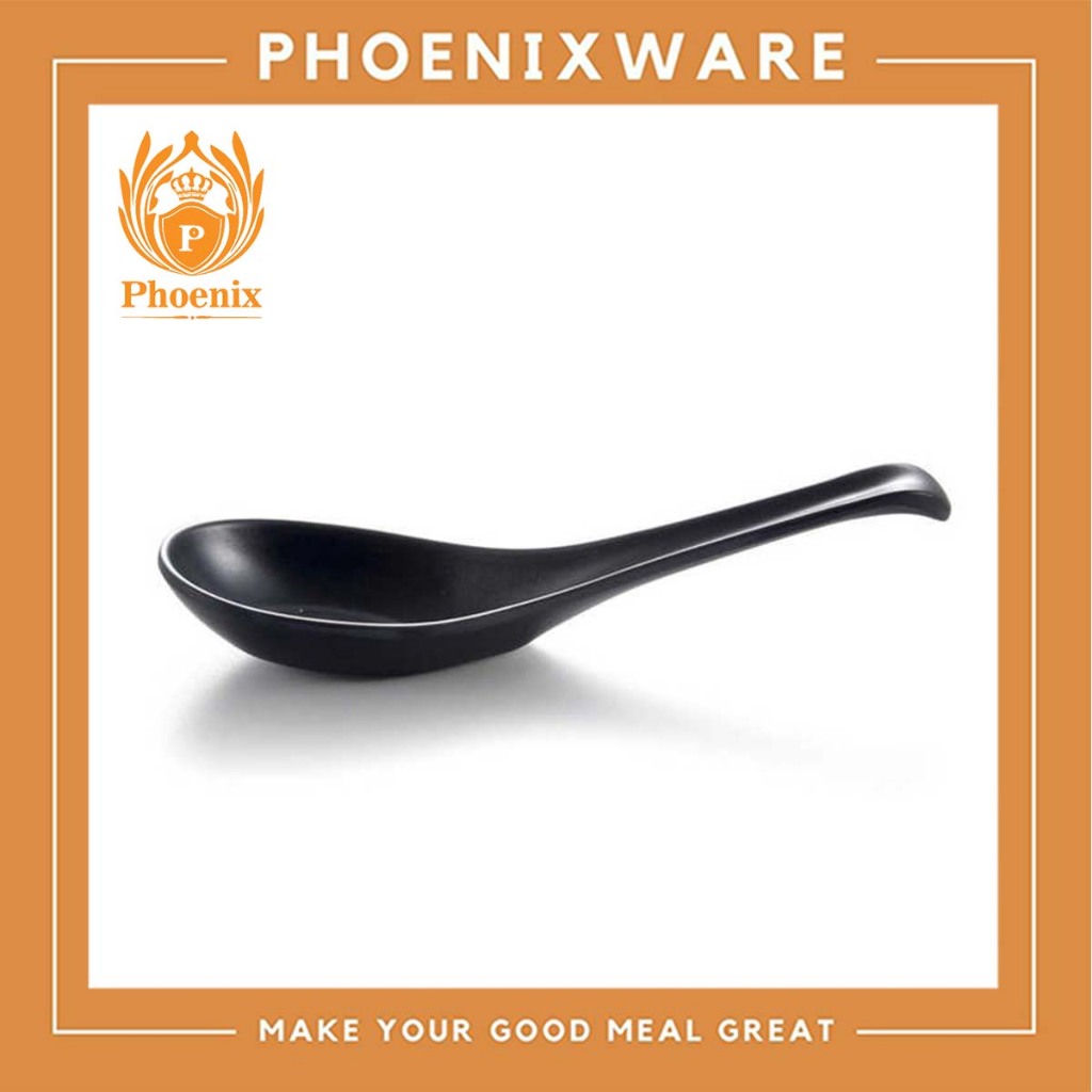 ช้อนสั้น 5.5นิ้ว เมลามีน สีดำ Phoenix F159004