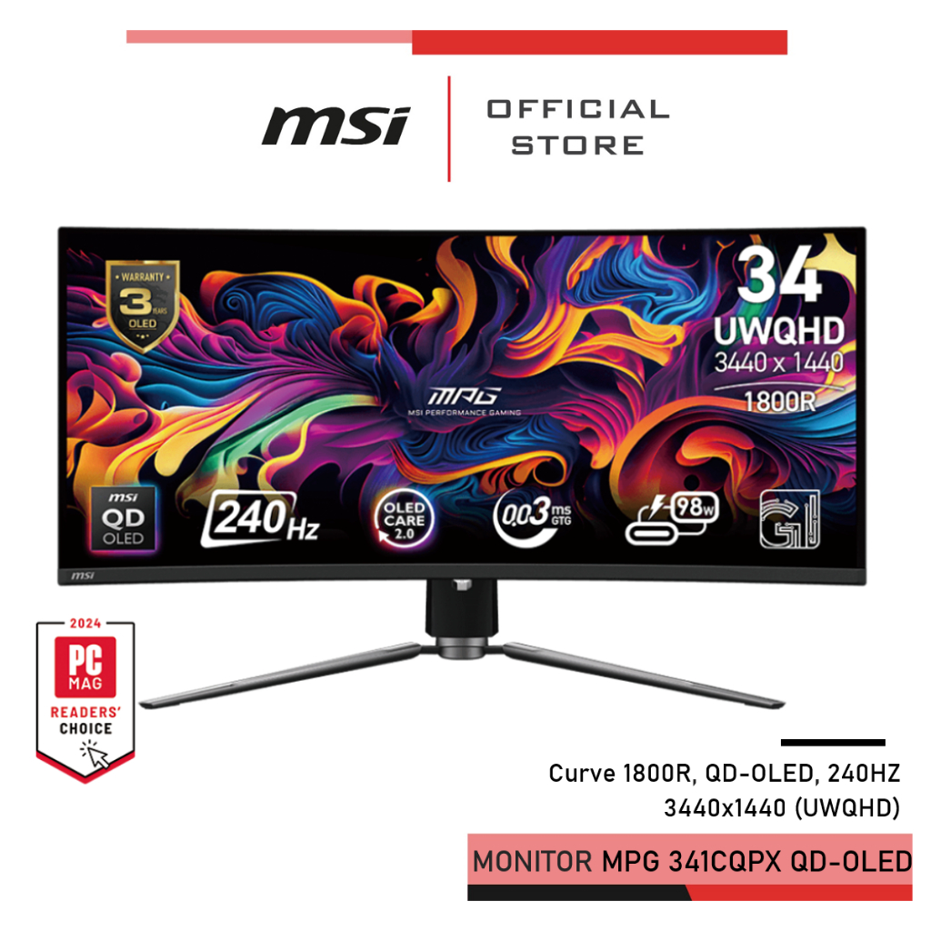 [Pre-Order] MSI MPG 341CQPX QD-OLED (34.18") Monitor จอคอมพิวเตอร์