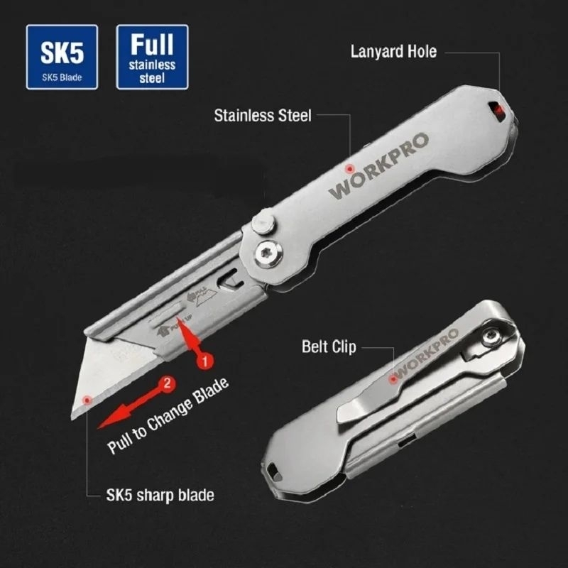 workpro W011043A มีดคัตเตอร์พับได้เปลี่ยนใบได้