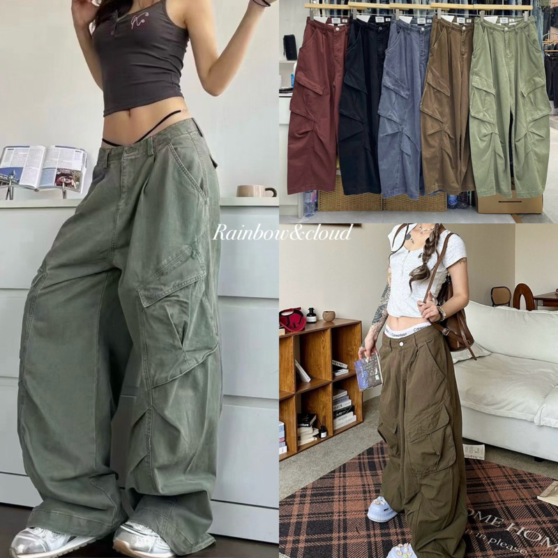 (พร้อมส่ง) กางเกงทรงแบ็คกี้คาร์โก้รุ่น 61225 TAG FSY🇰🇷