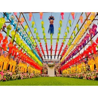 โคมล้านนา โคมยี่เป็ง โคมเชียงใหม่ โคมผ้า โคมไฟล้านนา ขนาด7นิ้ว มีโค๊ดส่วนลด