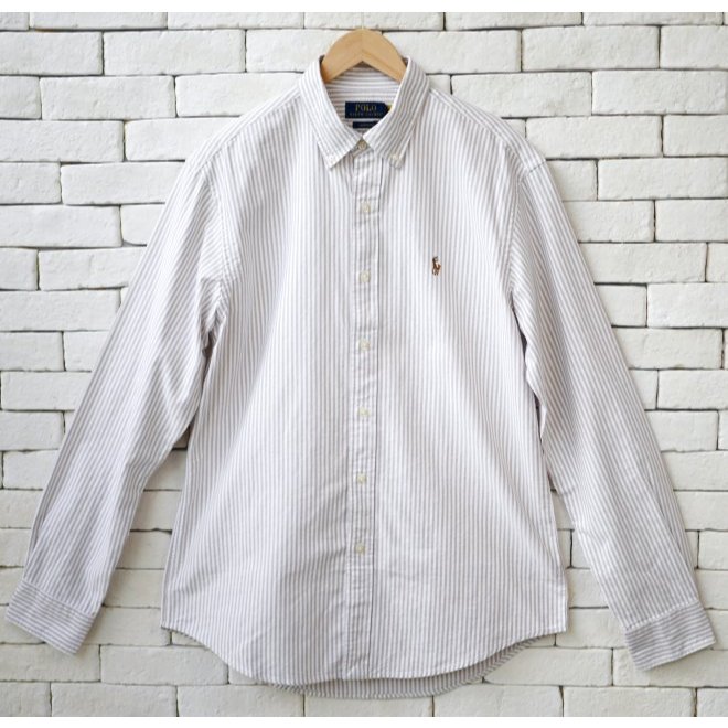 POLO RALPH LAUREN CUSTOM FIT STRIPED OXFORD SHIRT #เสื้อเชิ๊ตแขนยาว – โปรปัง