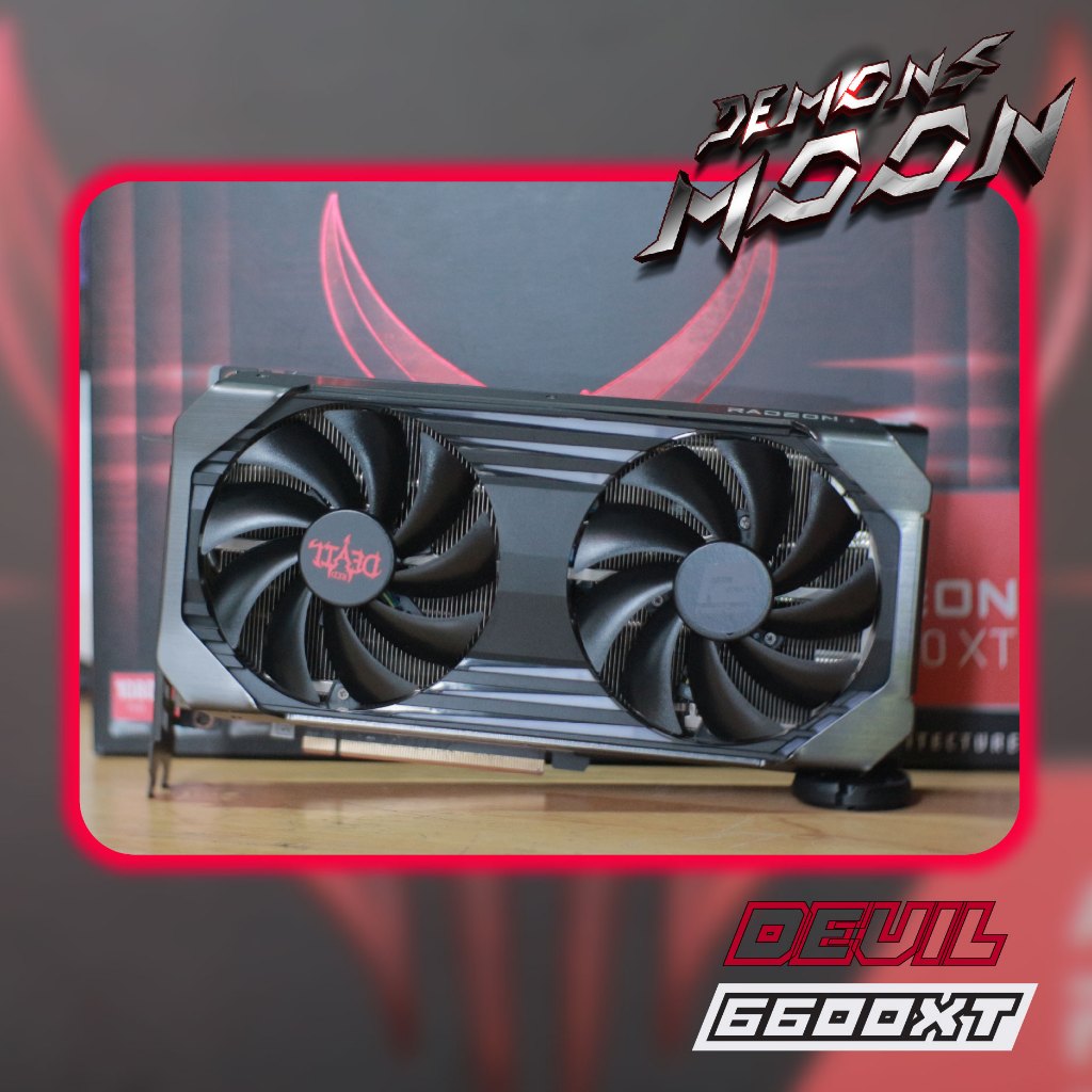 Rx6600 XT กาดจอ vga gpu power color devil Rx6600 xt 8GB + ประกันใจ 7 วัน demons moon