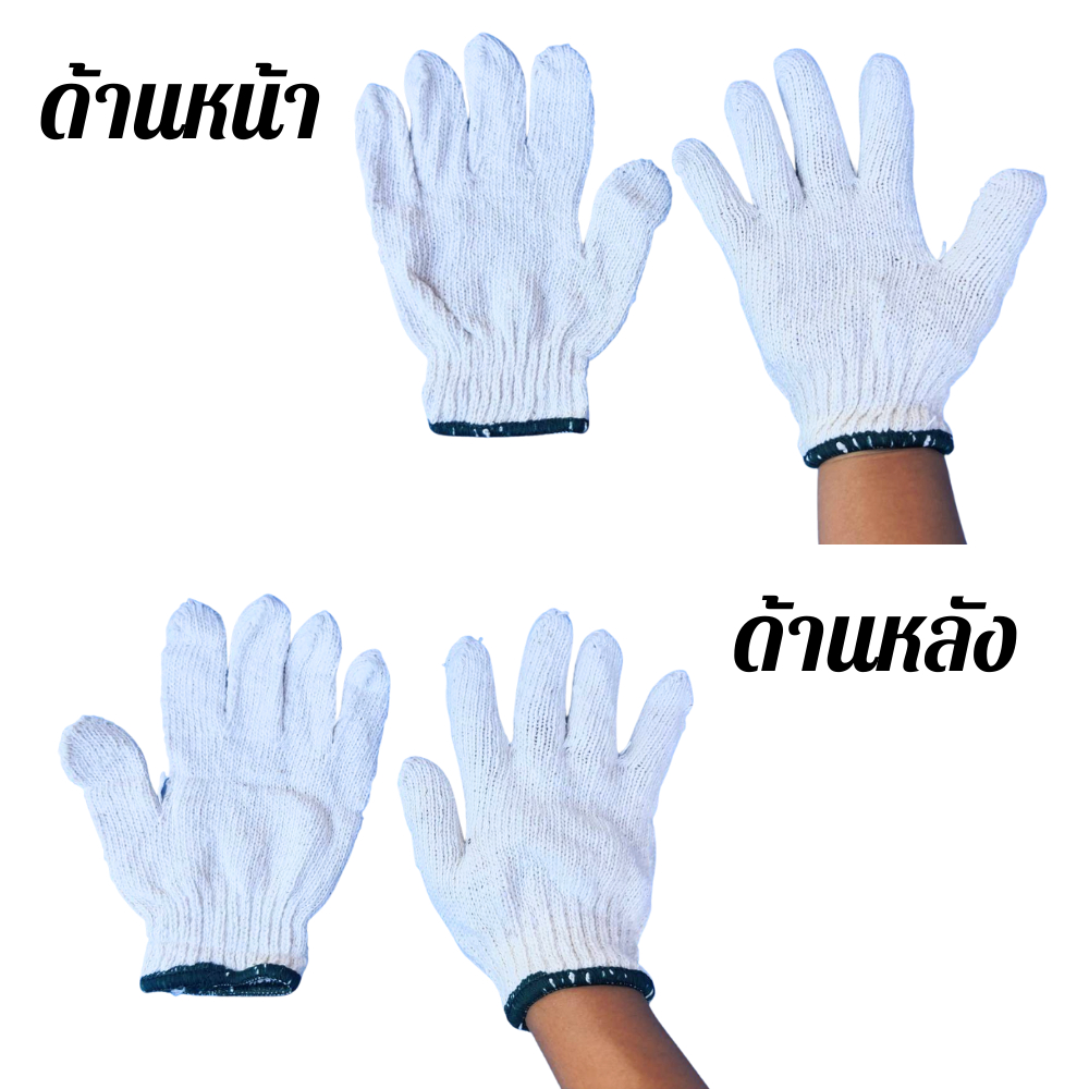นนทบุรีถุงมือผ้า ถุงมือผ้าสีขาวขอบเขียว ZW0510 ขนาด 500 กรัม 10 โหล/120 คู่ หนากลาง จากปกติมี 3 ขนาด 400,500,700 กรัม ราคา ถูกที่สุด ดีลบีเคเค แกลเลอรีภาพที่ 2