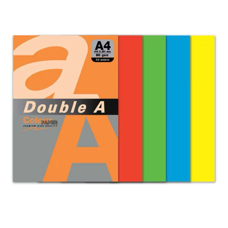 Double A กระดาษสี กระดาษถ่ายเอกสาร A4 หนา 80 แกรม แพ็ค 100 แผ่น