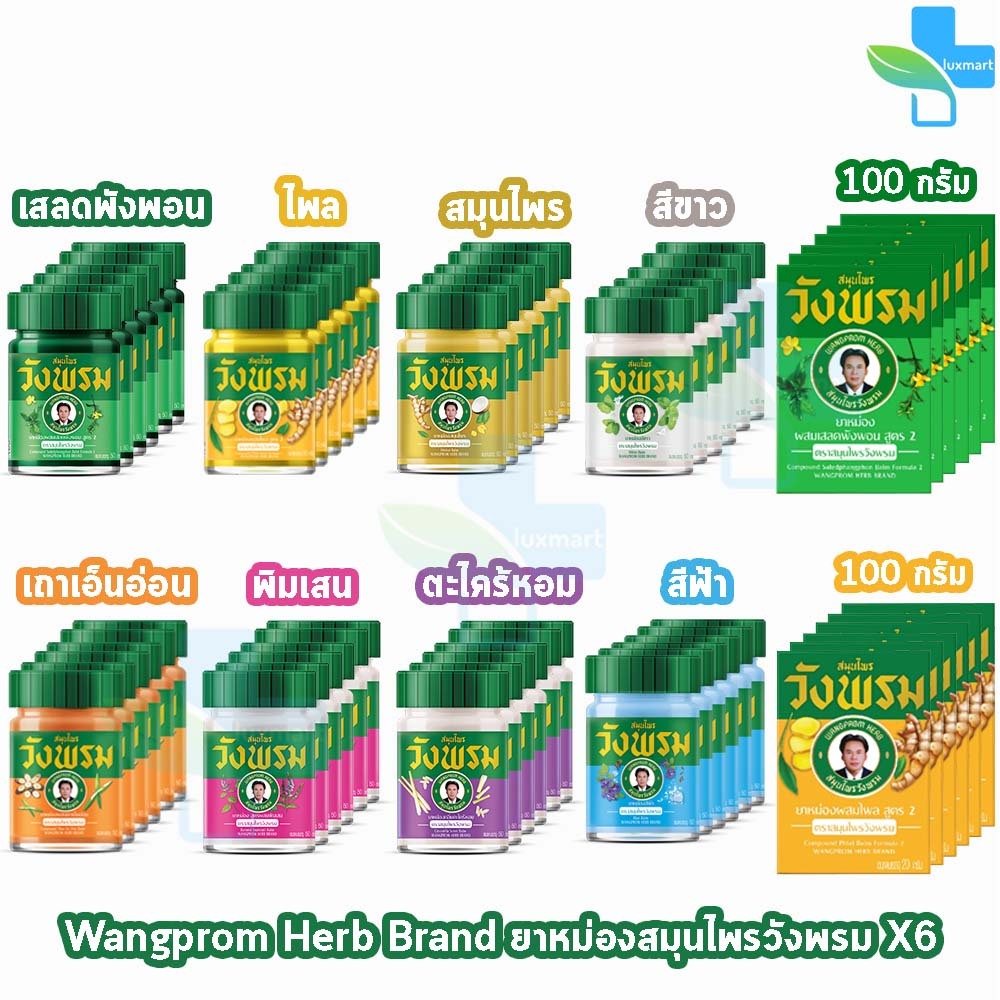 สมุนไพร วังพรม หมอเฉลิม ยาหม่อง คละสูตร ขนาด 50,100 กรัม [6 ขวด] GG 91XX สมุนไพรวังพรม Wang Prom Herb ยาสามัญประจำบ้าน