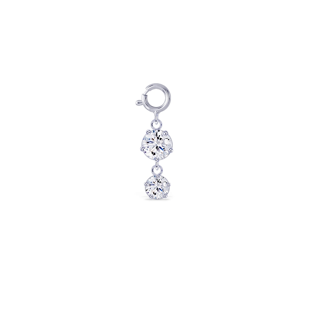 Piercingroom by Jay จี้ Charms สำหรับผิวแพ้ง่าย Double Round CZ Charm จี้วงกลม เงินแท้ (ราคาต่อชิ้น)
