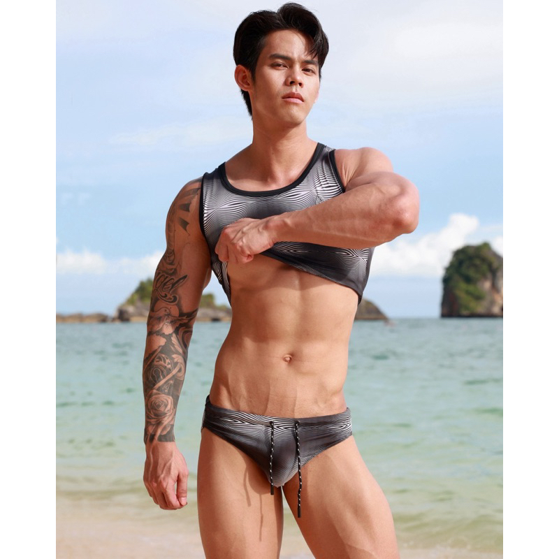 TP02 men's two piece swimwear ชุดว่ายน้ำชาย 2 ชิ้น awesomesport.