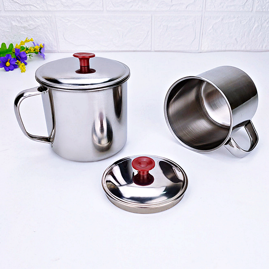 แก้วน้ำ สแตนเลส พร้อม ฝาปิด กันฝุ่นละอองลงแก้ว กระบอกใส่น้ำ แก้วกาแฟ ถ้วยใส่น้ำ ใส่อาหาร แคมป์ปิ้ง