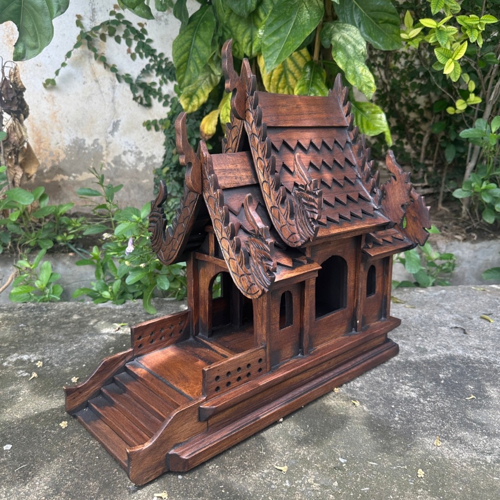 ศาลพระภูมิ ไม้สัก 50xล30xส55cm ห้องโถงโล่ง โถงกว้าง บ้านเรือนไทย ศาลไม้สัก ศาลพระภูมิเจ้าที่ ศาลตายาย