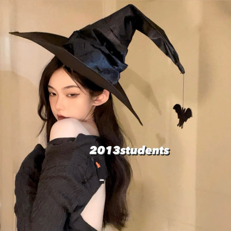 [ส่งเร็ว] หมวกแม่มดค้างคาวห้อย มีรอยย่นที่หมวก เนื่อภาพดี หมวกแม่มด หมวกฮาโลวีน ฟรีไซส์ - รูปที่ 2