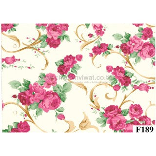 ปูโต๊ะหลังผ้า ยาว 2 เมตร ลายดอกกุหลาบแดง F189  เนื้อเหนียว ท…