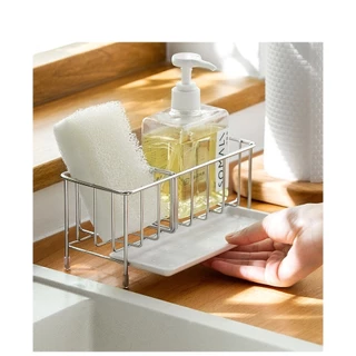 【One_boutique】ที่วางฟองน้ำซิงค์ล้างจาน เก็บฟองน้ำ วัสดุสแตนเลส มีฐานรองน้ำ 304 stainless steel kitchen rack