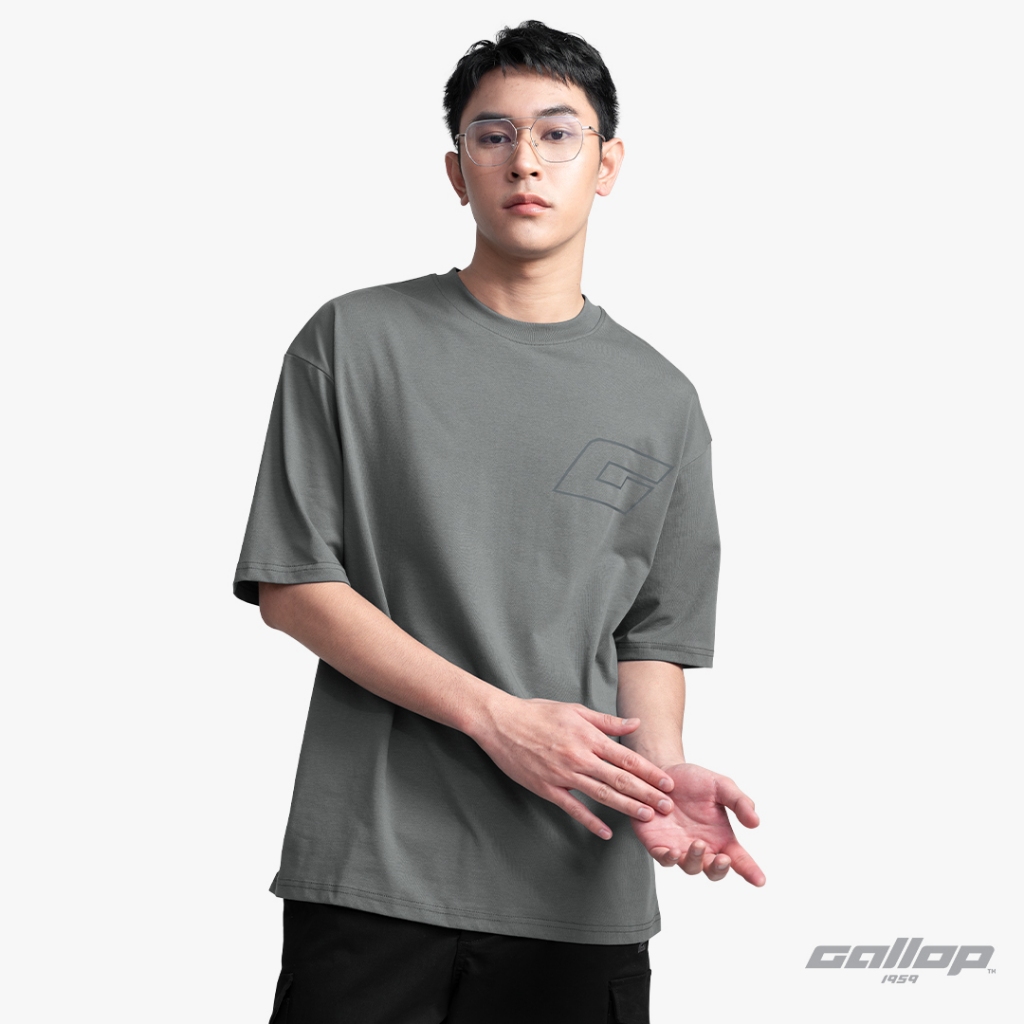 GALLOP : Men's Wear เสื้อยืด Eco-Friendly Oversized TEE (รักษ์โลก) รุ่น GT9156 สี Light gray - เทาสว่าง / ราคาปกติ 1590