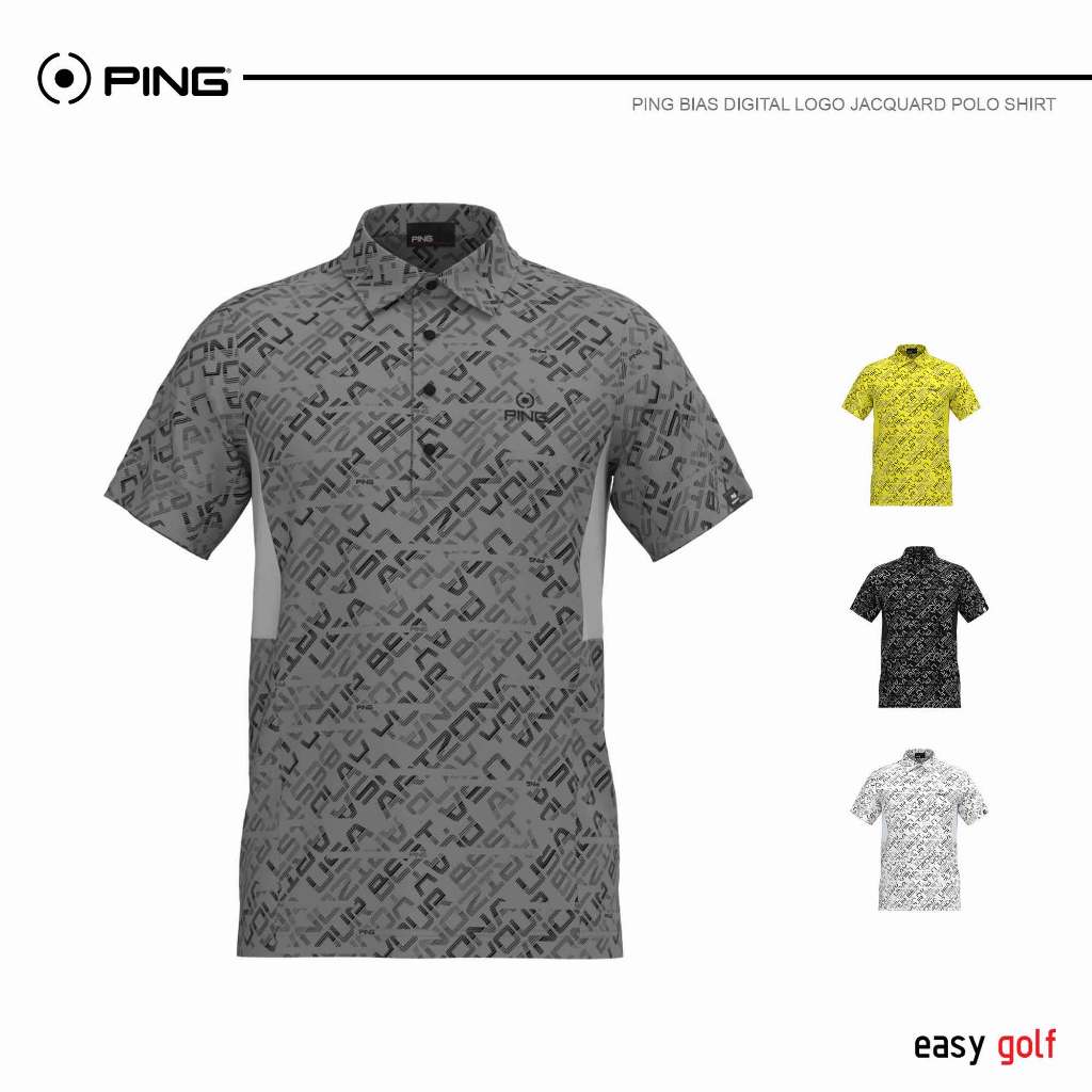 PING BIAS DIGITAL LOGO JACQUARD POLO SHIRT PING MEN'S POLO เสื้อกีฬากอล์ฟผู้ชาย 621-4160273