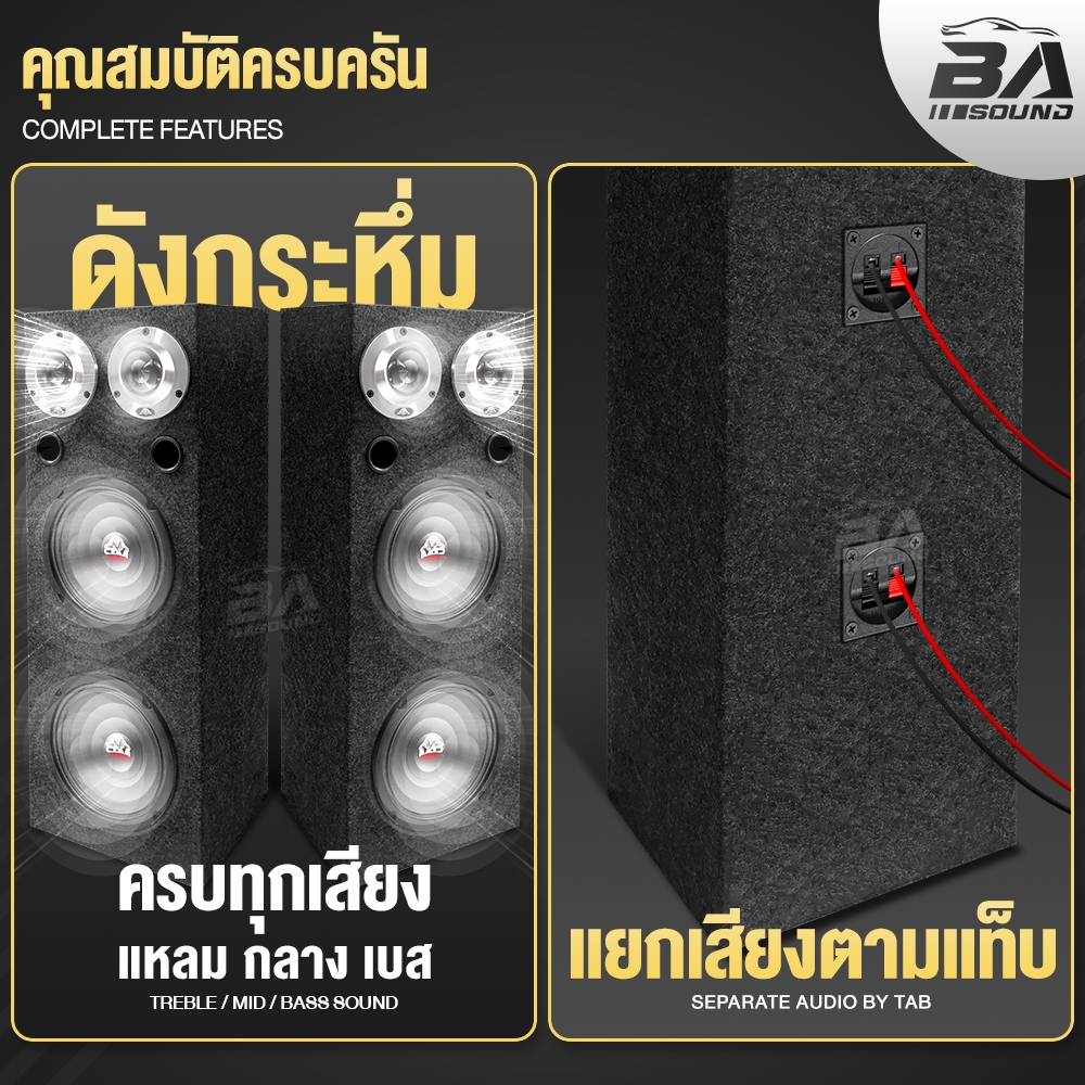 BA SOUND ตู้ลำโพงสำเร็จรูป 6.5นิ้ว มี 4 รุ่นให้เลือก แถมสายลำโพง 4M ตู้ลำโพงประกอบ 6.5นิ้ว ตู้ลำโพง 6.5นิ้ว ตู้ลำโพง DIY