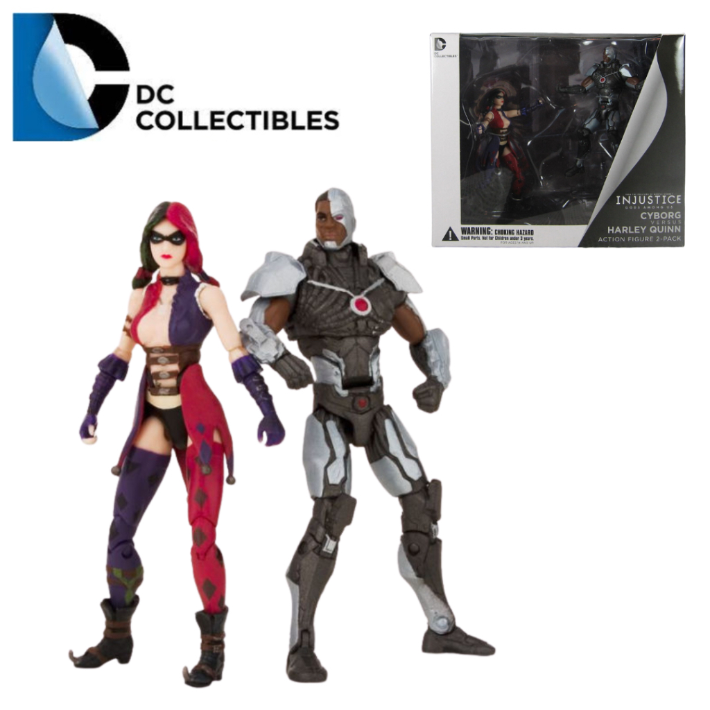 DC Collectibles Injustice Cyborg & Harley Quinn 2 Pack Figure Set***Discolored Box***