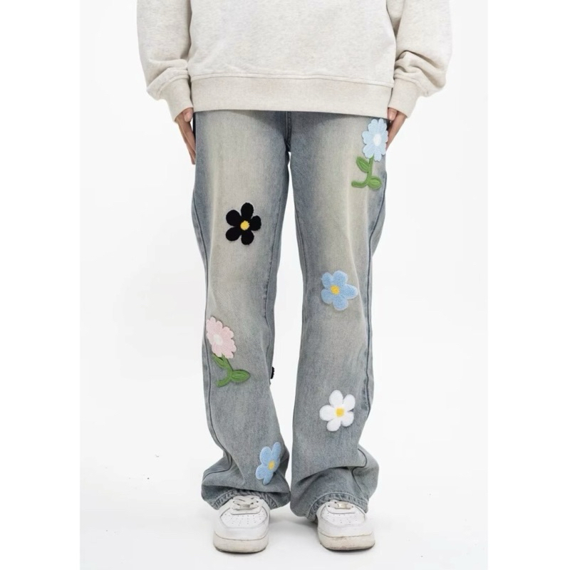 [ส่งด่วน ] Somethingstreet : Blue poppy jeans กางเกงยีนส์ทรงกระบอก