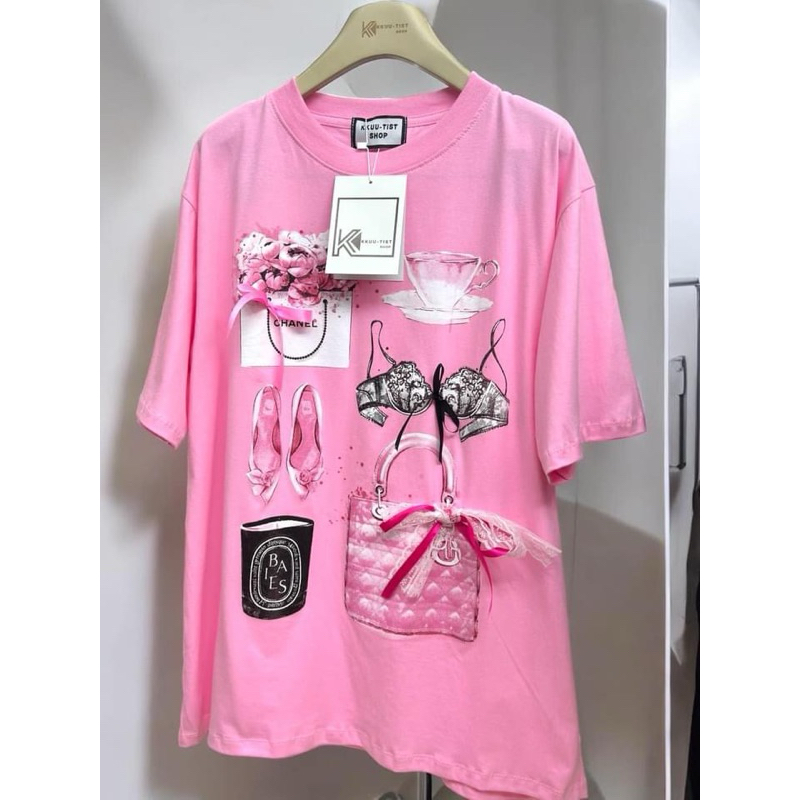 พร้อมส่ง สั่งเลยค่าา เสื้อยืด over size อะไหล่โบว์น่ารัก อก 44-46 ยาว 29 นิ้ว งานสวยมาก ผ้าดีมากๆ