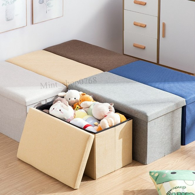 กล่องเก็บของ สตูลเก็บของ 50*30*30 cm. โซฟาสี่เหลี่ยม เก้าอี้สตูล กล่องใส่ของพับได้ พร้อมส่งค่ะ