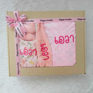 seปักชื่อฟรี 2 วันส่ง ของขวัญเยี่ยมคลอด ผ้าห่มมิ้งดอทเกรดพรีเมียม+ตุ๊กตาสำหรับเด็ก
