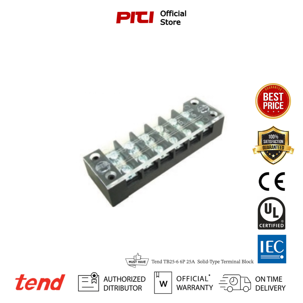 Tend TB25-6 6P 25A Solid-Type Terminal Block