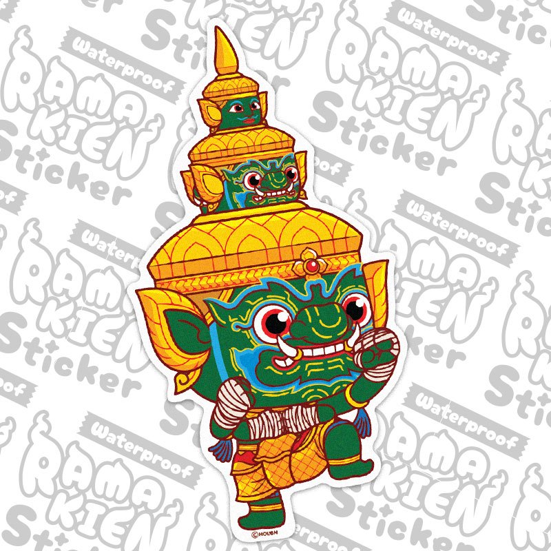 Waterproof Ramakien Sticker - Thotsakan Thai Ancient Boxing - สติ๊กเกอร์รามเกียรติ์กันน้ำ ทศกัณฐ์ มวยคาดเชือก — صورة 2