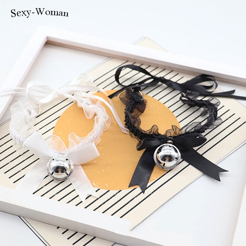 Sexy Charm🔔🔔แฟชั่น สร้อยคอ ขอบลูกไม้ กุทัณฑ์ ระฆังเล็ก อุปกรณ์ประกอบฉากคอส สร้อยคอชุดแม่บ้าน