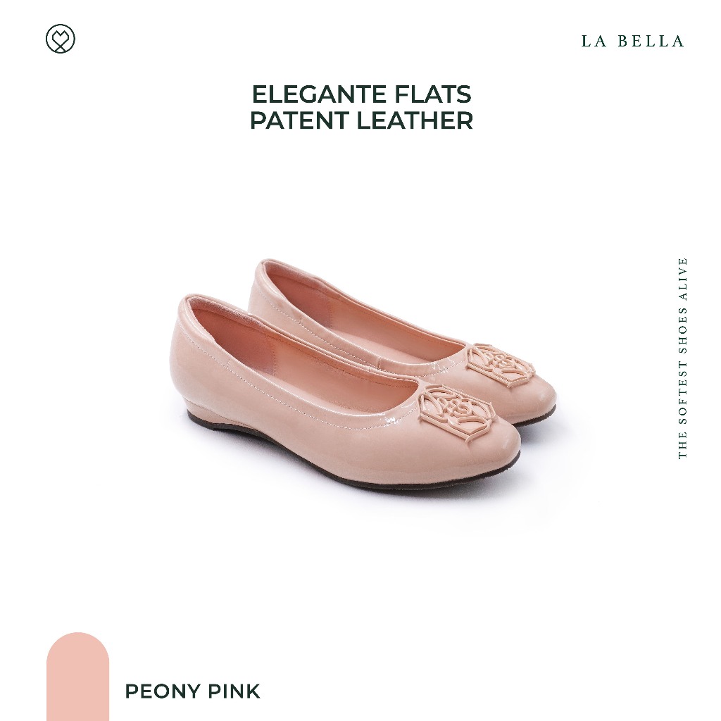 LA BELLA รุ่น ELEGANTE FLATS PATENT LEATHER - PEONY PINK
