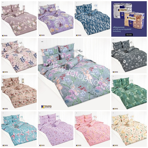 เครื่องนอนโตโต้ TOTO ครบชุด ปู+นวม 3.5 5 6 ฟุต นวม 60x97 90x97 นิ้ว Flower2 TT735 TT738 TT739 TT740 TT742 TT743 TT744