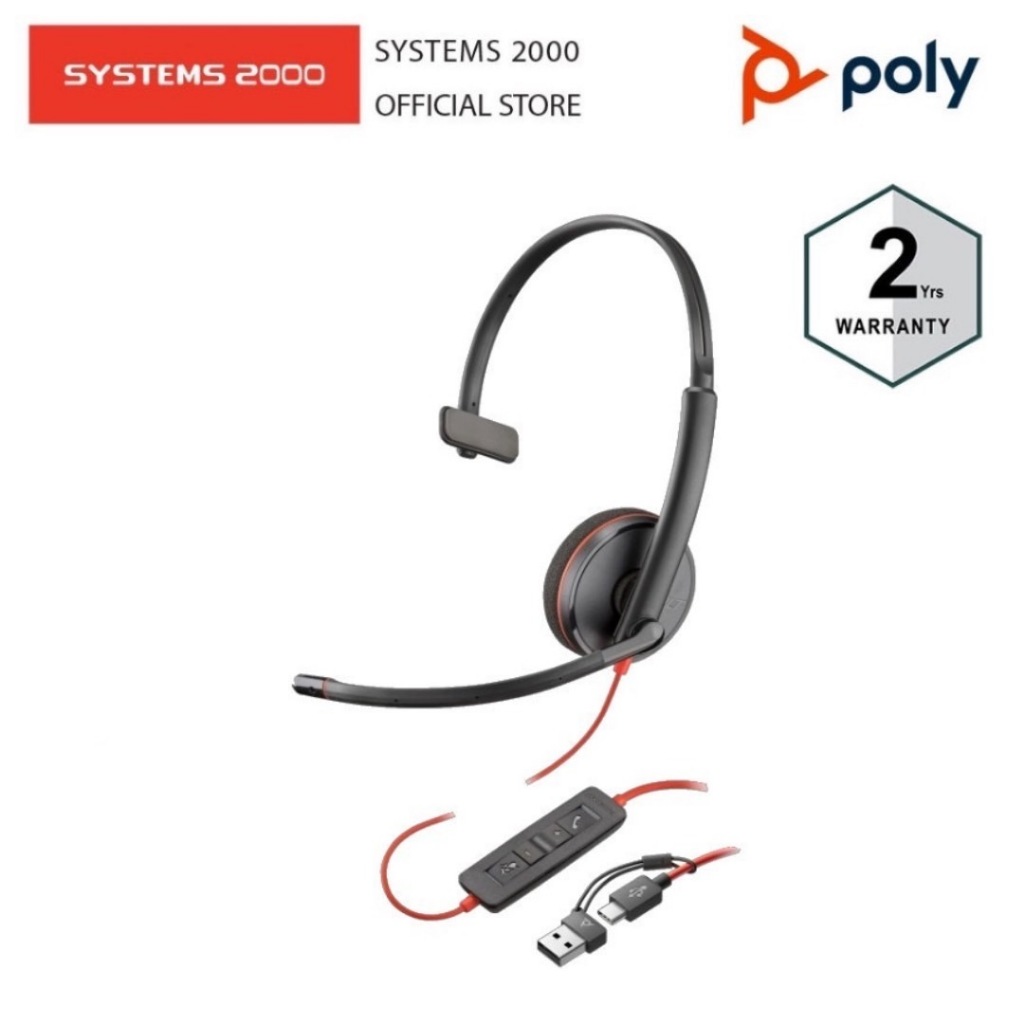 PLANTRONICS หูฟัง USB แบบมีสาย POLY BLACKWIRE 3210 SERIES