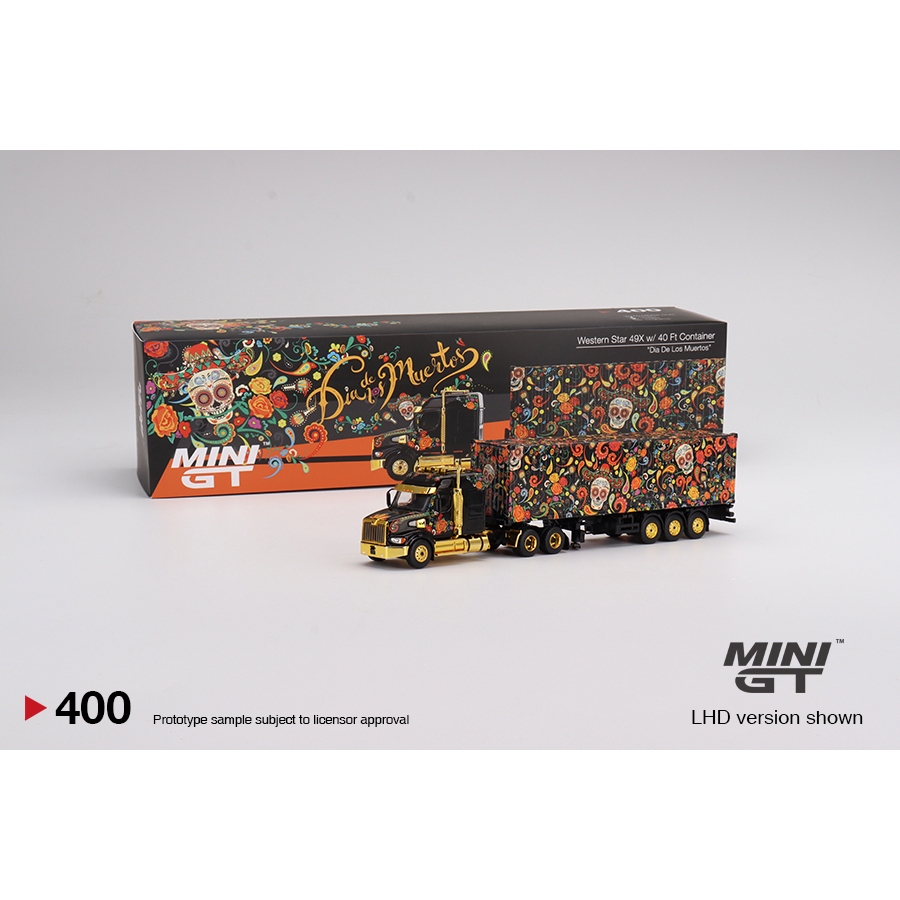 MiniGT  📌 No. 400 📌Western Star 49X w/ 40 Ft Container "Dia De Los Muertos"