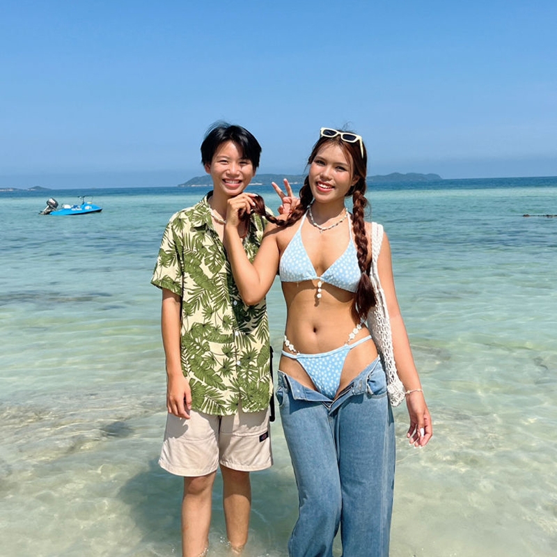 👙beachgirl👙บิกินี่ เซ็กซี่ ผูกคอ ชุดว่ายน้ำ เซ็ต2ชิ้น ส่งไวจากไทย #0388