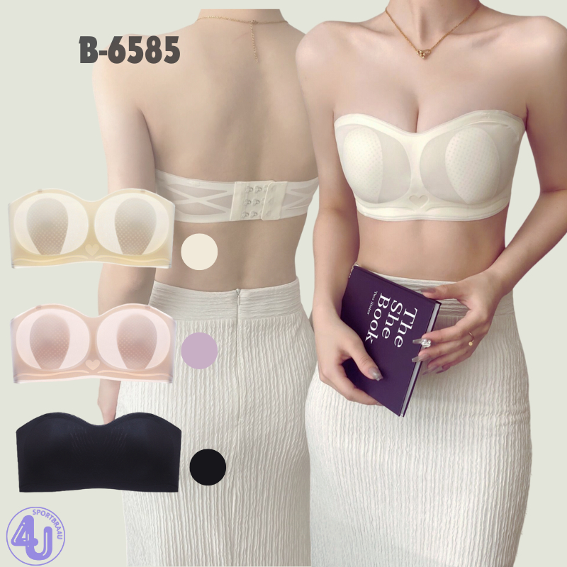 B-6585 บราเกาะอก ตะขอหลัง มาพร้อมสายใส ใส่ได้แบบ 2IN1 เกาะอกแฟชั่น บราผู้หญิง